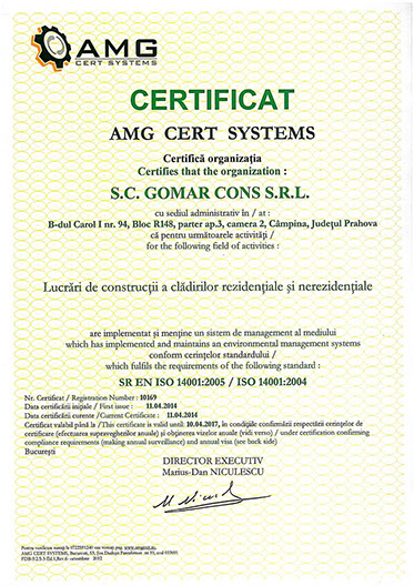 Certificat SR EN ISO 14001:2005 / ISO 14001:2004
